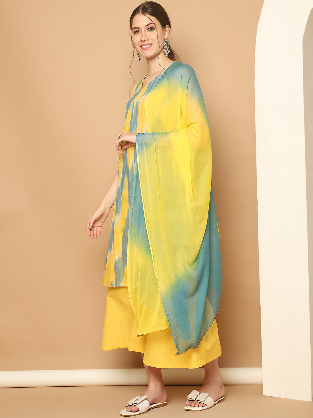 Yellow Woven Kurta Palazzo Set | Kurta and Palazzo Set Online