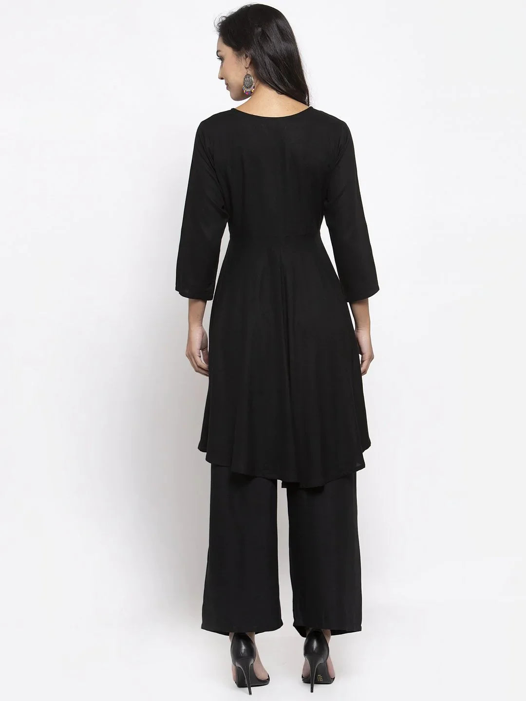 Black & Red Kurta Palazzo Set | Women's Palazzo Pants Set Online