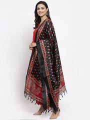 Women Red Solid Kurta with Palazzos & Red-Black Printed Dupatta ( JOKPL D8B 1312 Red )-JOKPL-D8B-1312