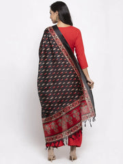 Women Red Solid Kurta with Palazzos & Red-Black Printed Dupatta ( JOKPL D8B 1312 Red )-JOKPL-D8B-1312