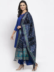 Women Royal-Blue Solid Kurta with Palazzos & Blue Art-Silk Printed Dupatta ( JOKPL D8NB 1312 Royal )-JOKPL-D8NB-1312