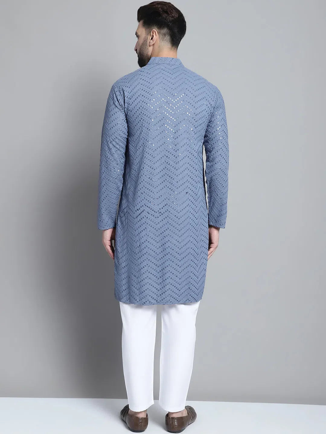 Grey Embroidered Kurta Pajama Set | Mens Kurta Pajama