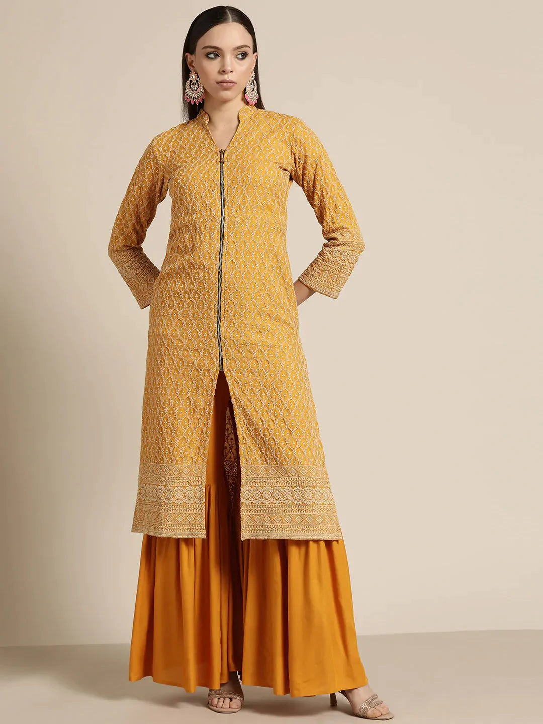 DesiQlo Women Kurta sets - Yellow - JOKPS_1448_Mustard_S