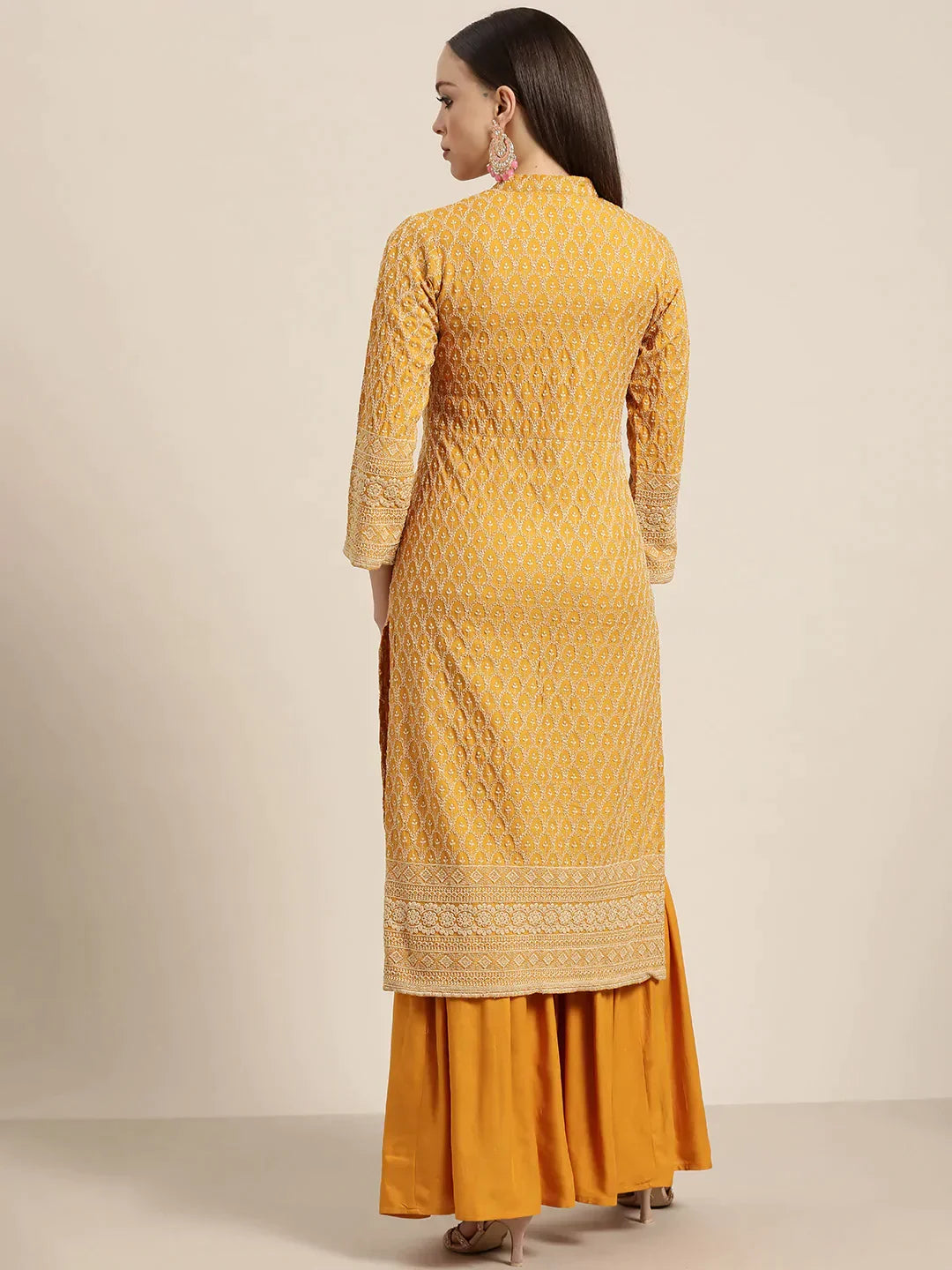 DesiQlo Women Kurta sets - Yellow - JOKPS_1448_Mustard_S