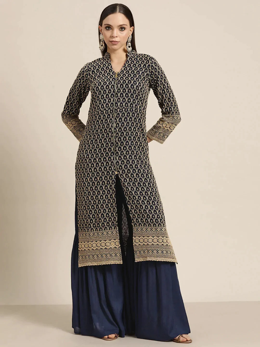 DesiQlo Women Kurta sets - Blue - JOKPS_1448_Navy_S