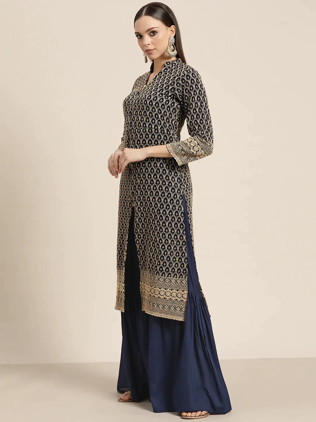 DesiQlo Women Kurta sets - Blue - JOKPS_1448_Navy_S