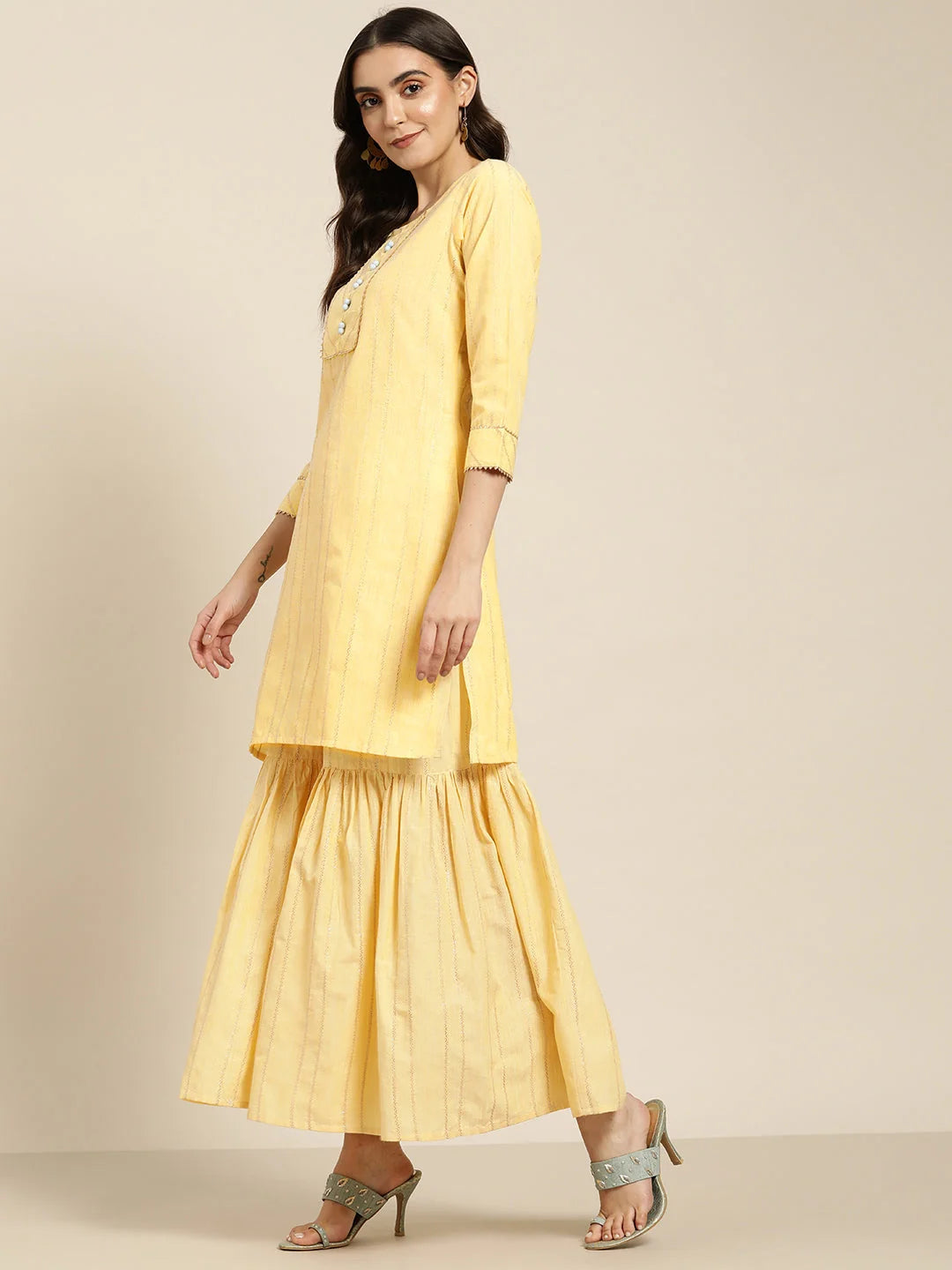 Yellow Gotta Patti Kurta Sharara Set - Sharara Suits for Women