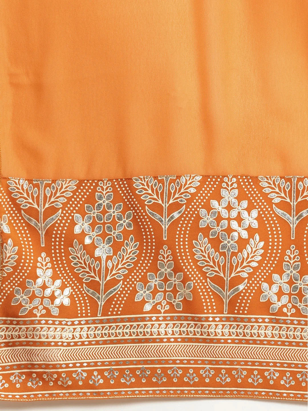Orange Foil Print Kurta Sharara - Designer Sharara Suits Online