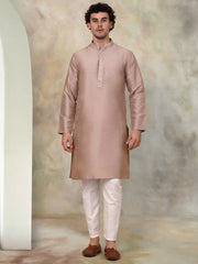 Men's Embroidered Waistcoat and Kurta Pyjama-JOKPWCS-5062Bronze