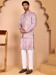 Ethnic Kurta Set with Multicolor Embroidery Jacket (JOKPWCS 5275 Purple ) [FF] [H-7]