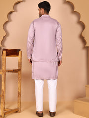 Ethnic Kurta Set with Multicolor Embroidery Jacket (JOKPWCS 5275 Purple ) [FF] [H-7]
