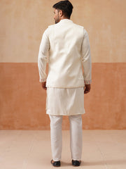 Ethnic Kurta Set with Multicolor Embroidery Jacket ( JOKPWCS 5275 White ) [FF] [H-7]