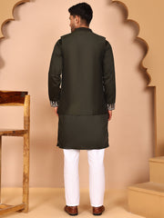 Embroidered Jacket with Classic Olive Kurta Set ( JOKPWCS 5277 Olive ) [FF] [F-4-5]