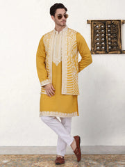 Men's Embroidered Waistcoat and Kurta Pyjama-JOKPWCS-WY