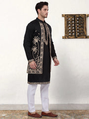 Men's Embroidered Waistcoat and Kurta Pyjama-JOKPWCS-W