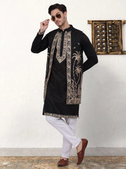 Men's Embroidered Waistcoat and Kurta Pyjama-JOKPWCS-W