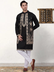 Men's Embroidered Waistcoat and Kurta Pyjama-JOKPWCS-W