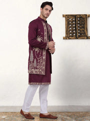 Men's Embroidered Waistcoat and Kurta Pyjama-JOKPWCS-WO