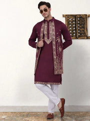 Men's Embroidered Waistcoat and Kurta Pyjama-JOKPWCS-WO
