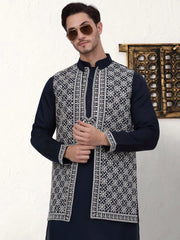 Men's Embroidered Waistcoat and Kurta Pyjama-JOKPWCS-WQ