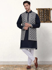 Men's Embroidered Waistcoat and Kurta Pyjama-JOKPWCS-WQ
