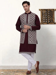 Men's Embroidered Waistcoat and Kurta Pyjama-JOKPWCS-WS