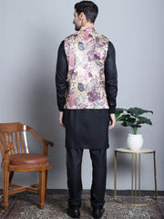 Men's Digital Print and Zari Work Nehru Jacket Kurta Pyjama Set