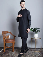 Men's Digital Print and Zari Work Nehru Jacket Kurta Pyjama Set