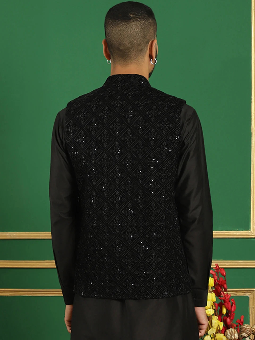 Black Velvet Nehru Jacket: Stylish Men's Ethnic Wear Jacket