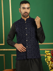 Men's Velvet Nehru Jacket Solid Kurta Pyjama-JOKPWC-592B