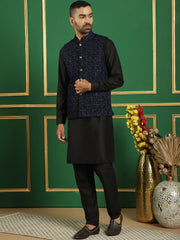 Men's Velvet Nehru Jacket Solid Kurta Pyjama-JOKPWC-592B
