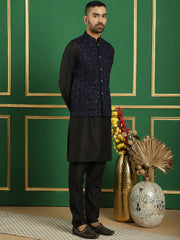 Men's Velvet Nehru Jacket Solid Kurta Pyjama-JOKPWC-592B