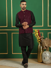 Men's Nehru Jacket With Solid Kurta Pyjama-JOKPWC-592B