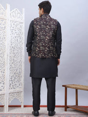 Embossed Nehru Jacket With Solid Kurta Pyjama Set-JOKPWC-52B