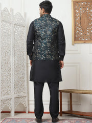Embossed Nehru Jacket With Solid Kurta Pyjama Set-JOKPWC-592B