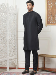 Embossed Nehru Jacket With Solid Kurta Pyjama Set-JOKPWC-592B