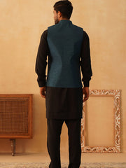 Embroidered Nehru Jacket With Solid Kurta Pyjama Set-JOKPWC-592B