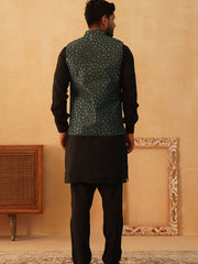 Embroidered Nehru Jacket With Solid Kurta Pyjama Set-JOKPWC-5922B