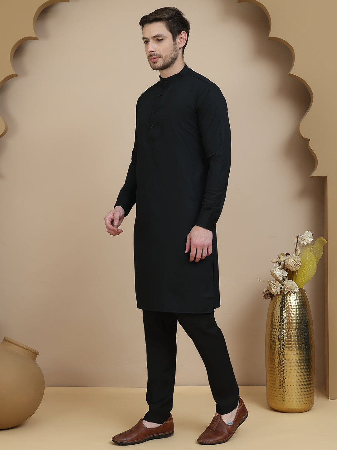 DesiQlo Men Self Design Nehru Jacket and Kurta Pyjama Set...