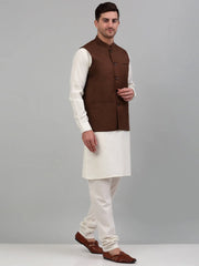 Men Nehru Jacket with White Kurta Pyjama-JOKPWC