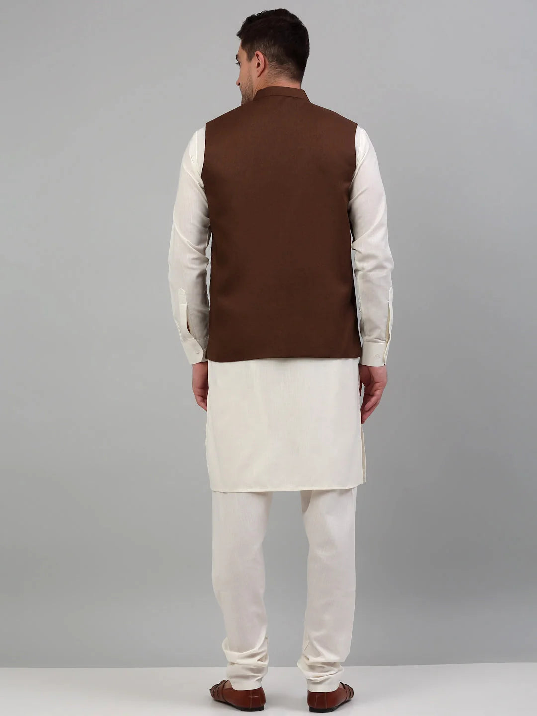 Men's Nehru Jacket & White Kurta Pajama Set - Ethnic Style