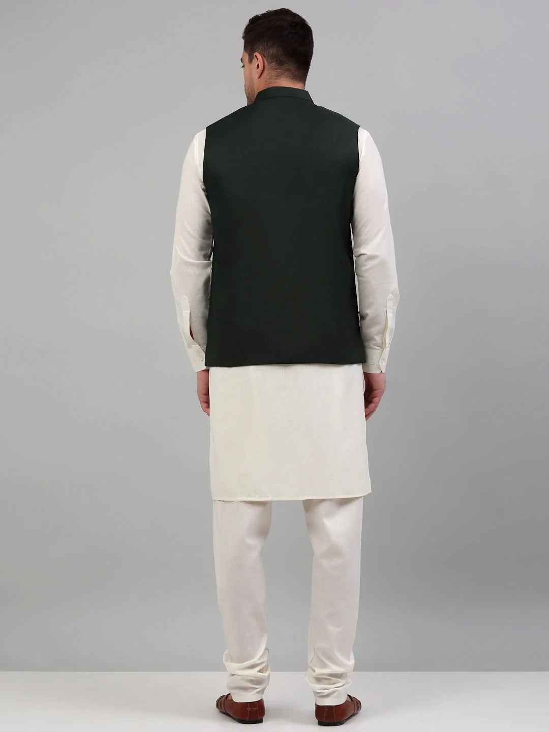 Nehru Jacket with White Kurta Pajama for Men | Cotton Set