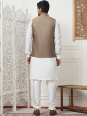 Embroidered Nehru Jacket With Solid Kurta Pyjama Set-JOKPWC-Q592W