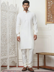 Embroidered Nehru Jacket With Solid Kurta Pyjama Set-JOKPWC-Q592W