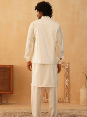 Embroidered Nehru Jacket With Solid Kurta Pyjama Set-JOKPWC-592WQ