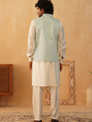 Embroidered Nehru Jacket With Solid Kurta Pyjama Set-TOKPWC-592W