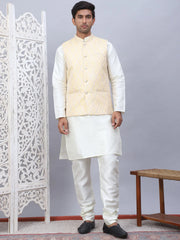 Embossed Nehru Jacket With Solid Kurta Pyjama Set-JOKPWC-52W
