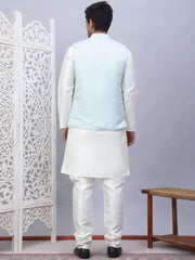 Embossed Nehru Jacket With Solid Kurta Pyjama Set-JOKPWC-592