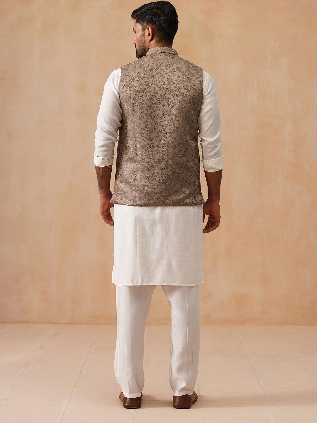 DesiQlo Men Woven Design Nehru Jacket and Kurta Pyjama  - JOKPWC_592W_