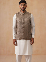 Nehru Jacket with Kurta Pyjama for Men ( JOKPWC 592W 4135 Brown )